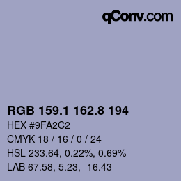Color code: RGB 159.1 162.8 194 | qconv.com