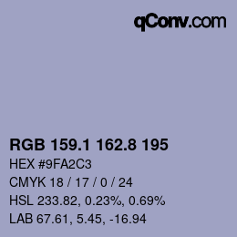 カラーコード: RGB 159.1 162.8 195 | qconv.com