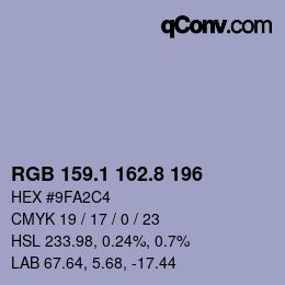 Color code: RGB 159.1 162.8 196 | qconv.com