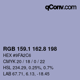Código de color: RGB 159.1 162.8 198 | qconv.com