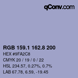 カラーコード: RGB 159.1 162.8 200 | qconv.com