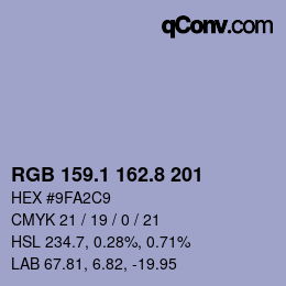 Color code: RGB 159.1 162.8 201 | qconv.com