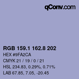 Color code: RGB 159.1 162.8 202 | qconv.com