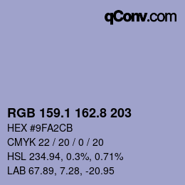 Farbcode: RGB 159.1 162.8 203 | qconv.com