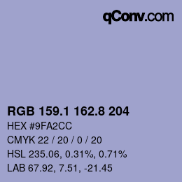カラーコード: RGB 159.1 162.8 204 | qconv.com