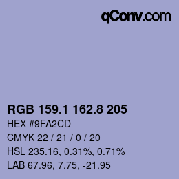 Color code: RGB 159.1 162.8 205 | qconv.com