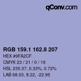 Color code: RGB 159.1 162.8 207 | qconv.com