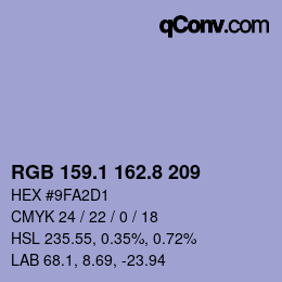 カラーコード: RGB 159.1 162.8 209 | qconv.com