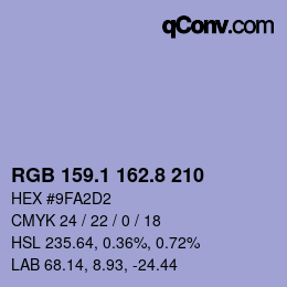 Color code: RGB 159.1 162.8 210 | qconv.com