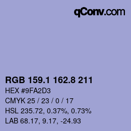 Color code: RGB 159.1 162.8 211 | qconv.com