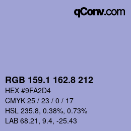 Color code: RGB 159.1 162.8 212 | qconv.com