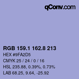 カラーコード: RGB 159.1 162.8 213 | qconv.com