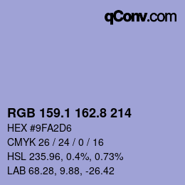 カラーコード: RGB 159.1 162.8 214 | qconv.com