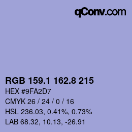 Color code: RGB 159.1 162.8 215 | qconv.com