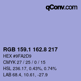 Código de color: RGB 159.1 162.8 217 | qconv.com