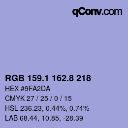 Color code: RGB 159.1 162.8 218 | qconv.com