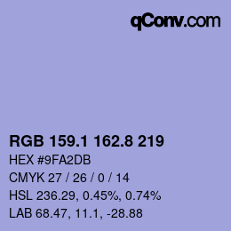 カラーコード: RGB 159.1 162.8 219 | qconv.com