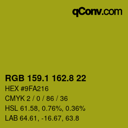 カラーコード: RGB 159.1 162.8 22 | qconv.com