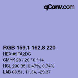 Color code: RGB 159.1 162.8 220 | qconv.com