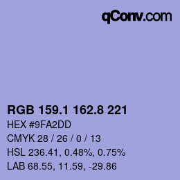Color code: RGB 159.1 162.8 221 | qconv.com