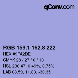 Color code: RGB 159.1 162.8 222 | qconv.com