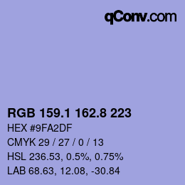 カラーコード: RGB 159.1 162.8 223 | qconv.com