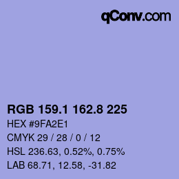 Código de color: RGB 159.1 162.8 225 | qconv.com