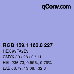 カラーコード: RGB 159.1 162.8 227 | qconv.com