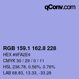 Farbcode: RGB 159.1 162.8 228 | qconv.com