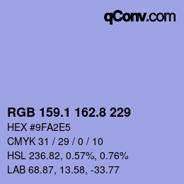 Color code: RGB 159.1 162.8 229 | qconv.com