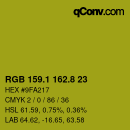 カラーコード: RGB 159.1 162.8 23 | qconv.com