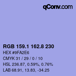 Color code: RGB 159.1 162.8 230 | qconv.com