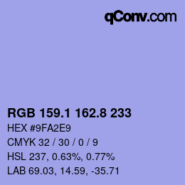 カラーコード: RGB 159.1 162.8 233 | qconv.com