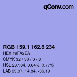 カラーコード: RGB 159.1 162.8 234 | qconv.com