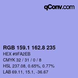 カラーコード: RGB 159.1 162.8 235 | qconv.com