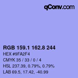 カラーコード: RGB 159.1 162.8 244 | qconv.com