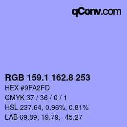 カラーコード: RGB 159.1 162.8 253 | qconv.com