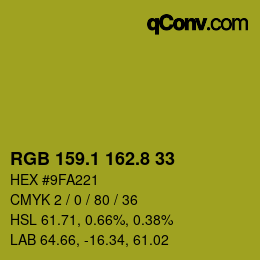 カラーコード: RGB 159.1 162.8 33 | qconv.com
