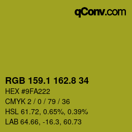 カラーコード: RGB 159.1 162.8 34 | qconv.com