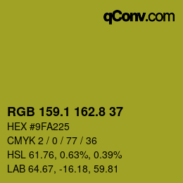 カラーコード: RGB 159.1 162.8 37 | qconv.com