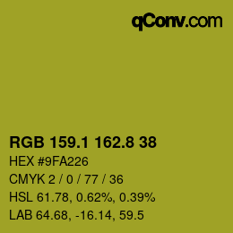 カラーコード: RGB 159.1 162.8 38 | qconv.com