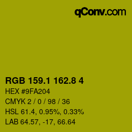 カラーコード: RGB 159.1 162.8 4 | qconv.com