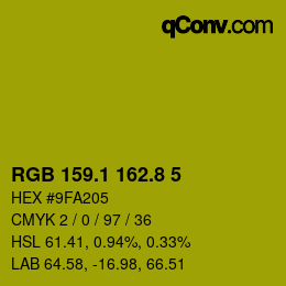カラーコード: RGB 159.1 162.8 5 | qconv.com