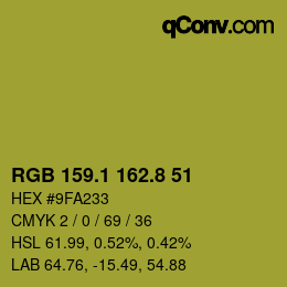 カラーコード: RGB 159.1 162.8 51 | qconv.com