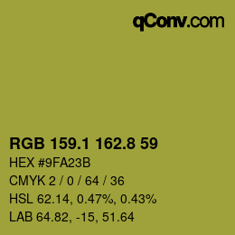 カラーコード: RGB 159.1 162.8 59 | qconv.com