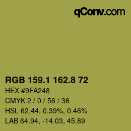 カラーコード: RGB 159.1 162.8 72 | qconv.com