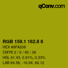 カラーコード: RGB 159.1 162.8 8 | qconv.com