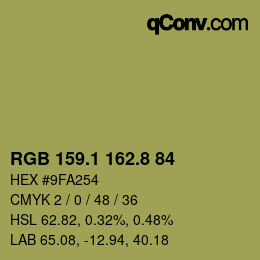 Color code: RGB 159.1 162.8 84 | qconv.com