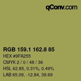 Color code: RGB 159.1 162.8 85 | qconv.com