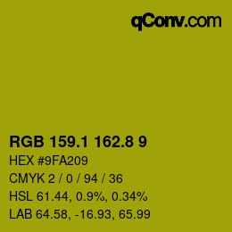 カラーコード: RGB 159.1 162.8 9 | qconv.com
